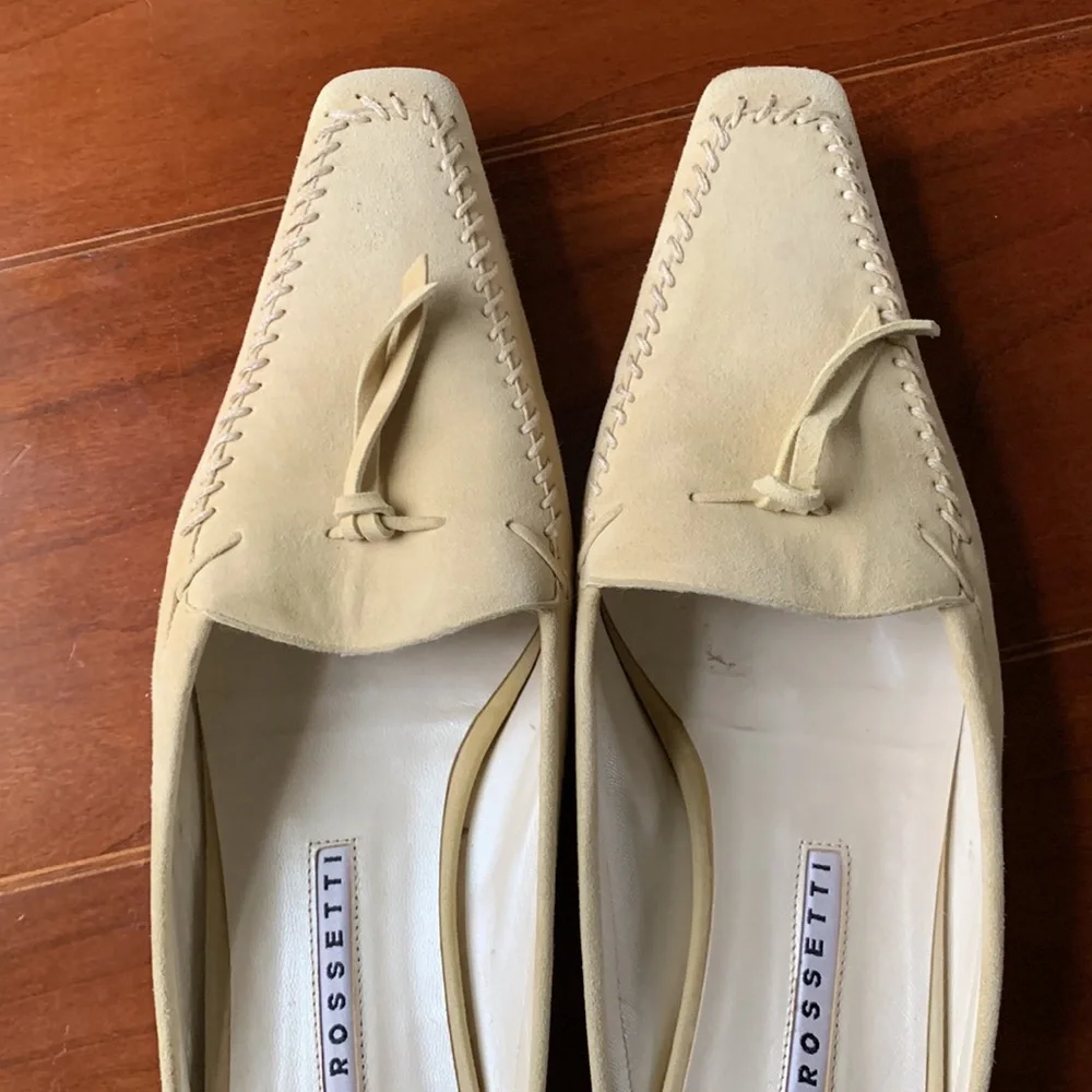 Vintage Fratelli Rossetti Pale Yellow Suede Mules - Picture 7 of 10